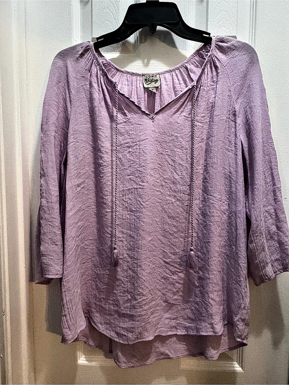Como Vintage Lace Trim blouse in Purple Size Medium